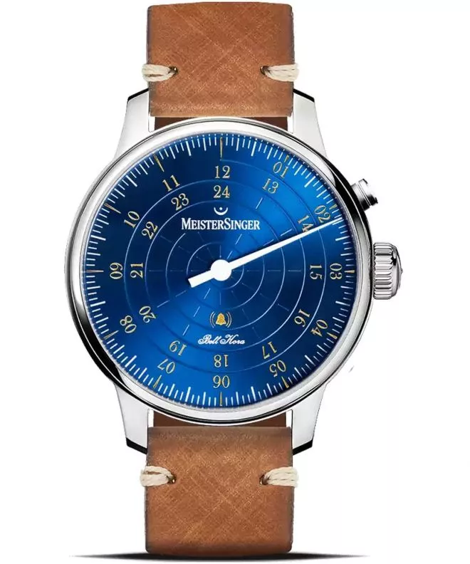 Ceas barbatesc Meistersinger Bell Hora Medium Blue with Gold BHO918G_SVSL03