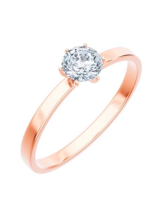 Inel Bonore - Aur Roz 585 - Diamant 0,7 ct
