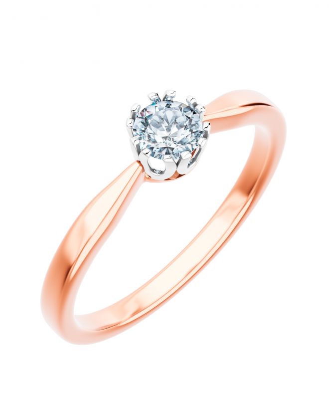 Inel Bonore - Aur Roz 585 - Diamant 0,4 ct
