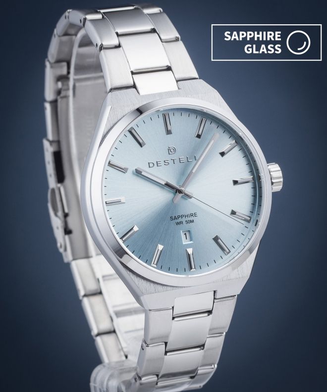 Ceas barbatesc DESTELL Aries Ice Blue Silver Steel Sapphire AR405-95-205S