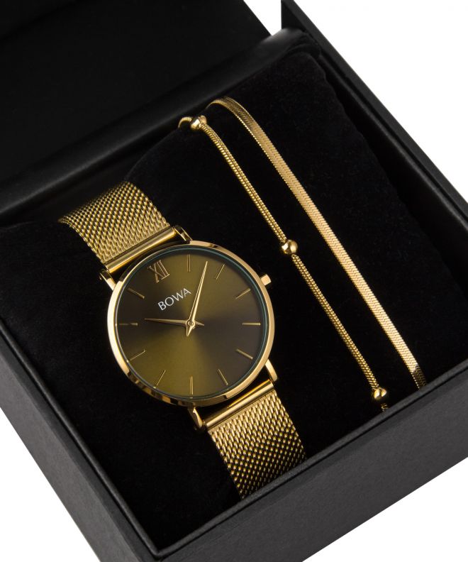 BOWA London Green-Gold Mesh 33 Gift Set (ceas + brățară) LO334-04-164M-419-01