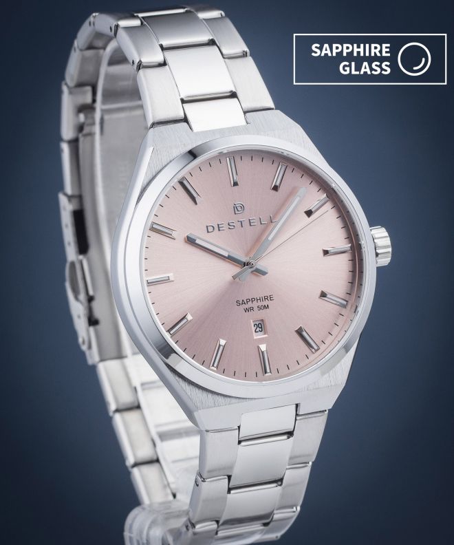 Ceas barbatesc DESTELL Aries Pink Silver Steel Sapphire AR405-125-205S