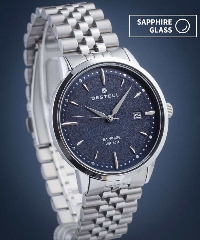 Ceas barbatesc DESTELL Pictor Blue Silver Steel Sapphire PT405-35-205J