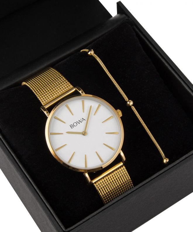 BOWA New York White-Gold Mesh 38 Gift Set (ceas + brățară) NY384-24-184M-419-04