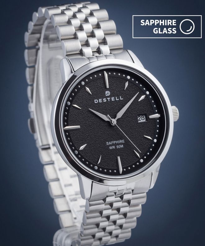 Ceas barbatesc DESTELL Pictor Black Silver Steel Sapphire PT405-15-205J