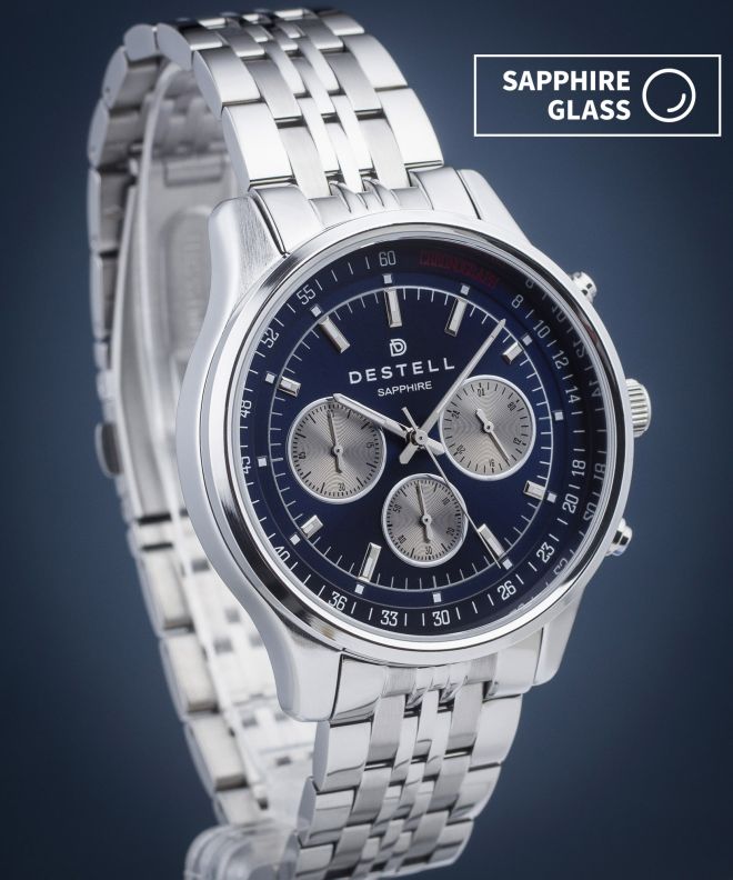Ceas barbatesc DESTELL Circinus Blue Silver Steel Chronograph Sapphire CR415-35-205J