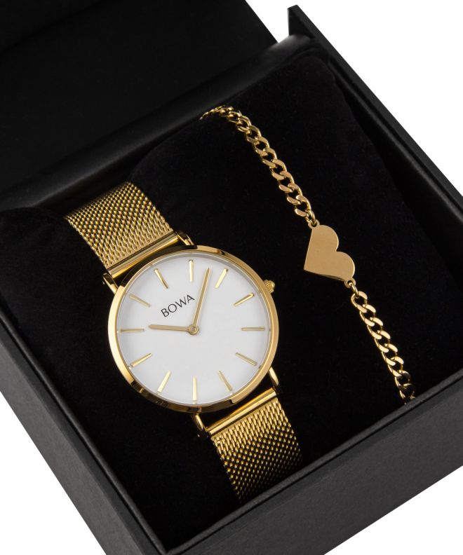 BOWA New York Petite White-Gold Mesh 34 Gift Set (ceas + brățară) NY344-24-184M-419-02