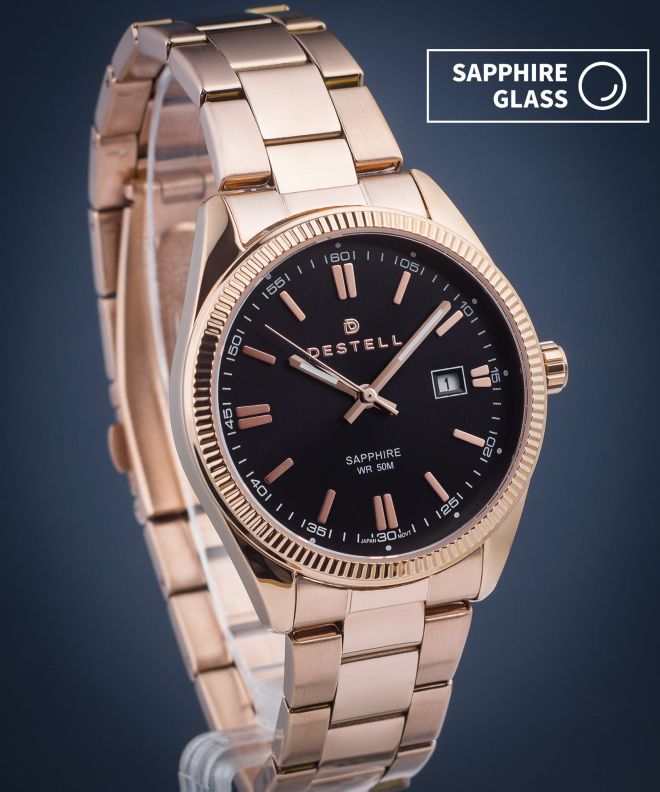 Ceas barbatesc DESTELL Loup Black Rose Gold Steel Sapphire LU3857-17-207S