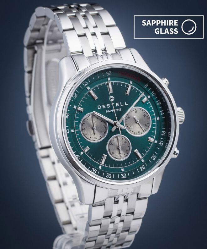 Ceas barbatesc DESTELL Circinus Green Silver Steel Chronograph Sapphire CR415-05-205J