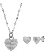 Colier Fossil Harlow Linear Texture Heart