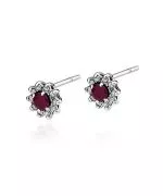 Cercei Bonore - Aur Alb 585 - Rubin 0,15 ct