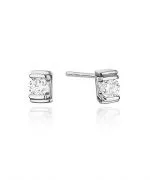 Cercei Bonore - Aur Alb 585 - Diamant 0,1 ct