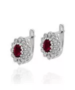 Cercei Bonore - Aur Alb 585 - Rubin 0,6 ct