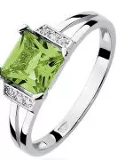 Inel Bonore - Aur Alb 585 - Olivină 1,1 ct