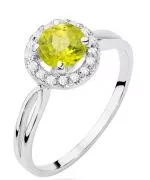 Inel Bonore - Aur Alb 585 - Olivină 0,9 ct