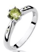 Inel Bonore - Aur Alb 585 - Olivină 0,6 ct
