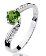 Inel Bonore - Aur Alb 585 - Olivină 0,6 ct