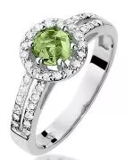Inel Bonore - Aur Alb 585 - Olivină 0,6 ct