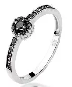 Inel Bonore - Aur Alb 585 - Diamant Negru 0,02 ct