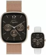 Smartwatch dama Garett Signature Flow Rose Gold Mesh SET