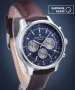 Ceas barbatesc DESTELL Circinus Blue Silver Brown Leather Chronograph Sapphire