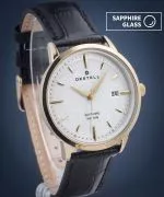 Ceas barbatesc DESTELL Pictor Silver Gold Black Leather Sapphire