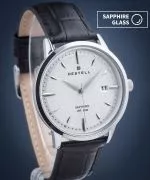 Ceas barbatesc DESTELL Pictor Silver Black Leather Sapphire