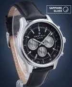Ceas barbatesc DESTELL Circinus Black Silver Leather Chronograph Sapphire