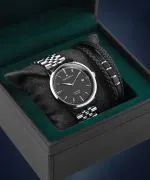 Ceas barbatesc DESTELL Pictor Black Silver Steel Sapphire Gift Set