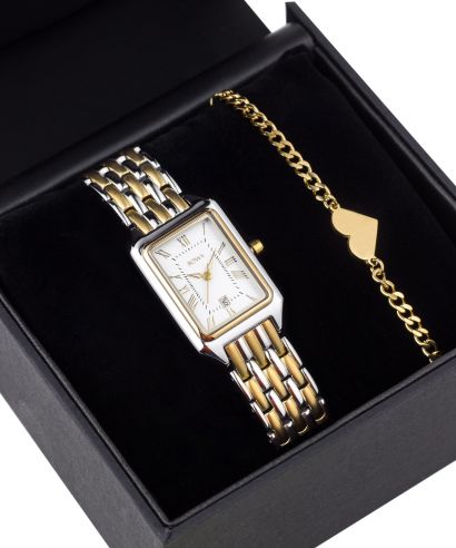 Ceas dama BOWA Barcelona White Silver-Gold Steel 23 Gift Set