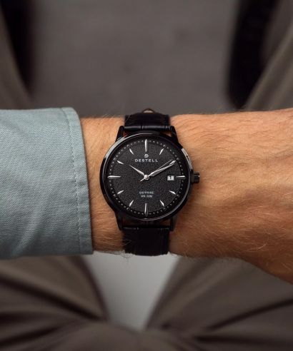 Ceas barbatesc DESTELL Pictor Full Black Leather Sapphire