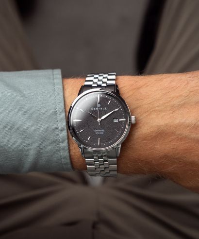 Ceas barbatesc DESTELL Pictor Black Silver Steel Sapphire