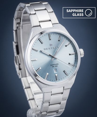 Ceas barbatesc DESTELL Aries Ice Blue Silver Steel Sapphire