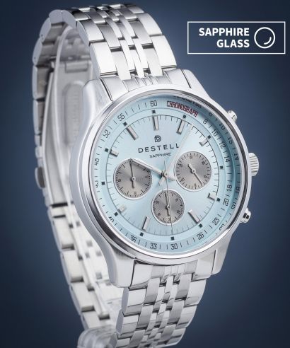 Ceas barbatesc DESTELL Circinus Ice Blue Silver Steel Chronograph Sapphire