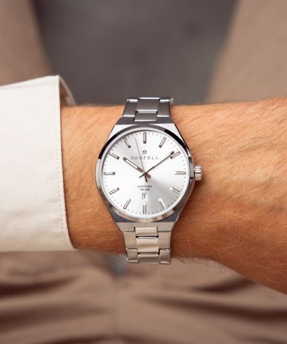 Ceas barbatesc DESTELL Aries Full Silver Steel Sapphire