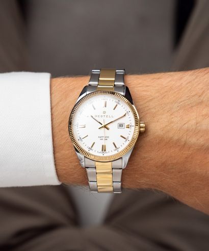 Ceas barbatesc DESTELL Loup White Silver-Gold Steel Sapphire