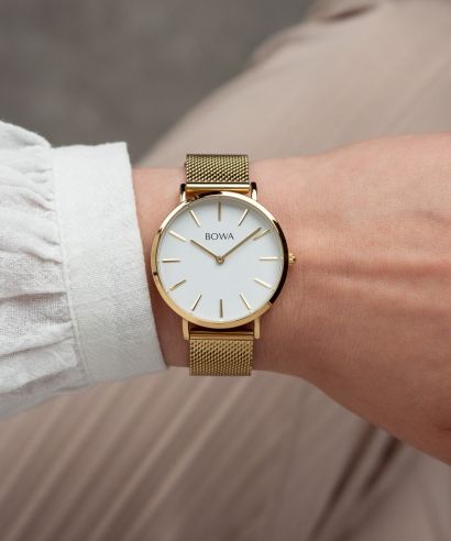 Ceas dama BOWA New York Petite White-Gold Mesh 34