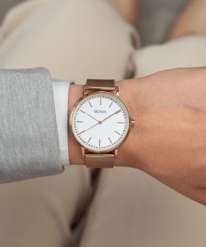 Ceas dama BOWA Rio White-Rose Gold Mesh 38