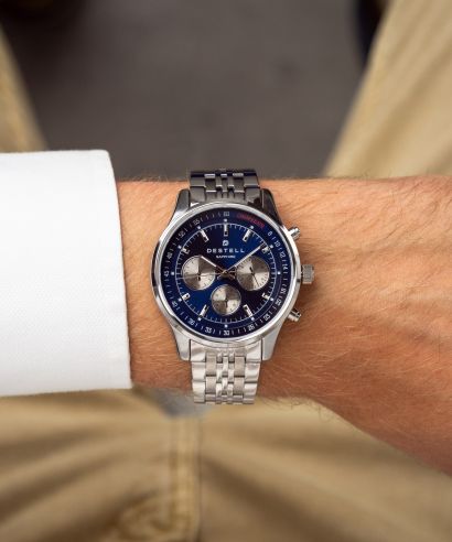 Ceas barbatesc DESTELL Circinus Blue Silver Steel Chronograph Sapphire
