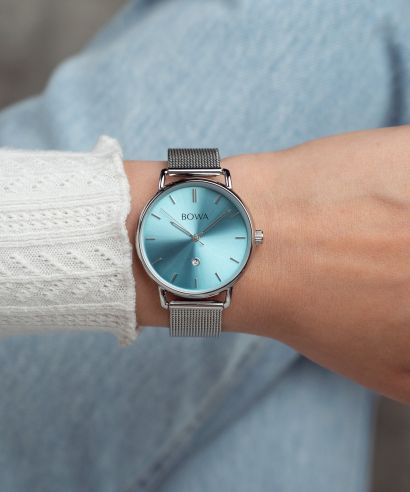 Ceas dama BOWA Milan Ice-Blue Silver Mesh 34