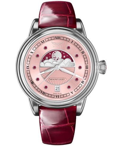 Ceas dama Aviator Moonflight Gemstone Edition Pink Red Ruby Limited Edition
