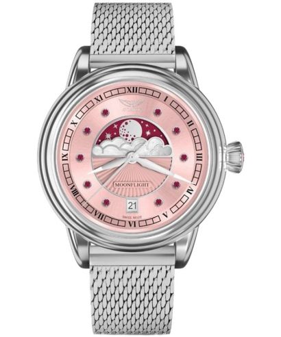 Ceas dama Aviator Moonflight Gemstone Edition Pink Red Ruby Limited Edition