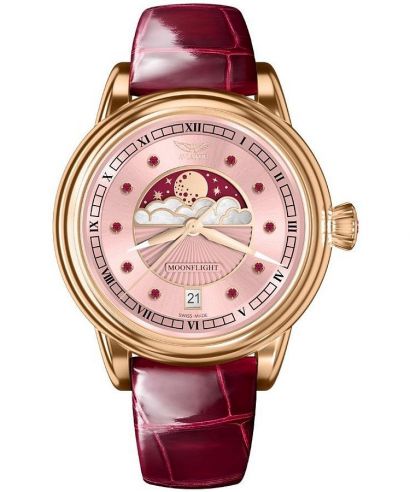 Ceas dama Aviator Moonflight Gemstone Edition Pink Red Ruby Limited Edition