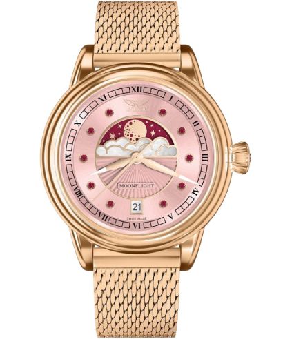 Ceas dama Aviator Moonflight Gemstone Edition Pink Red Ruby Limited Edition