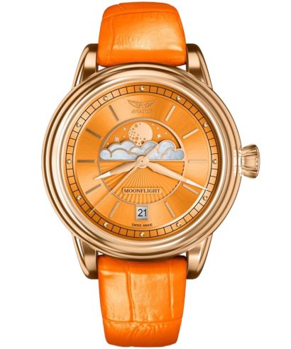 Ceas dama Aviator Moonflight Orange Limited Edition