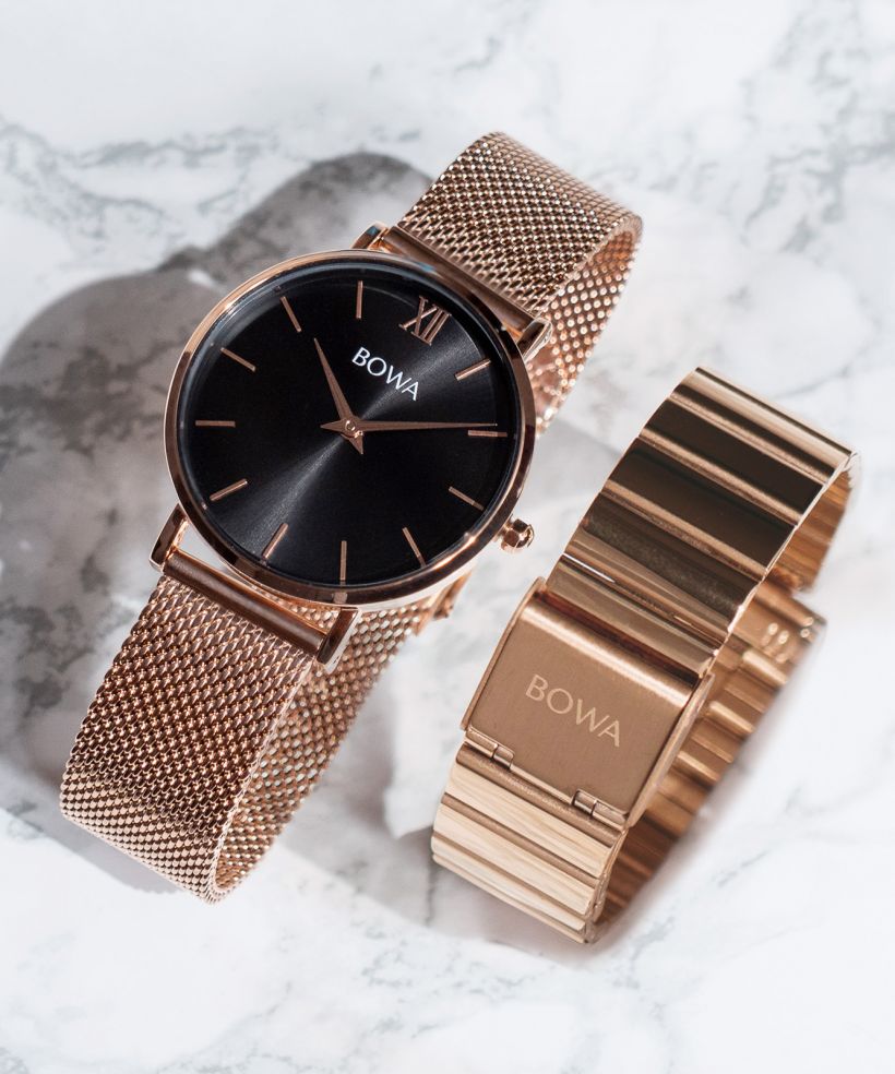 Ceas Dama BOWA London Black Rose-Gold 33 SET