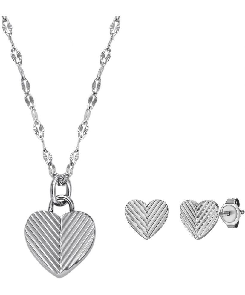 Colier Fossil Harlow Linear Texture Heart