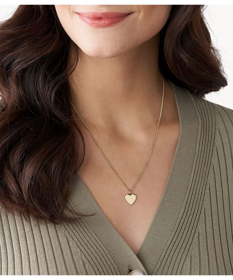 Colier Fossil Drew Heart Gold-tone