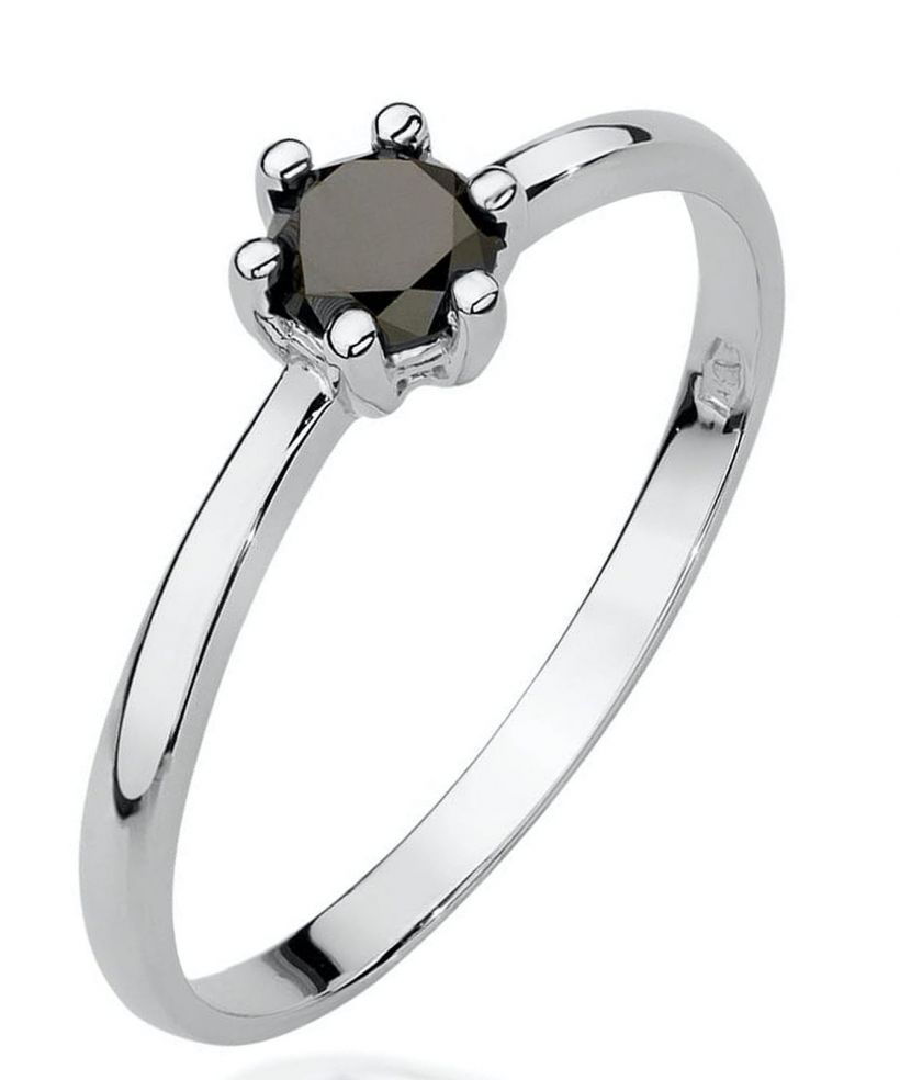 Inel Bonore - Aur Alb 585 - Diamant Negru 0,3 ct