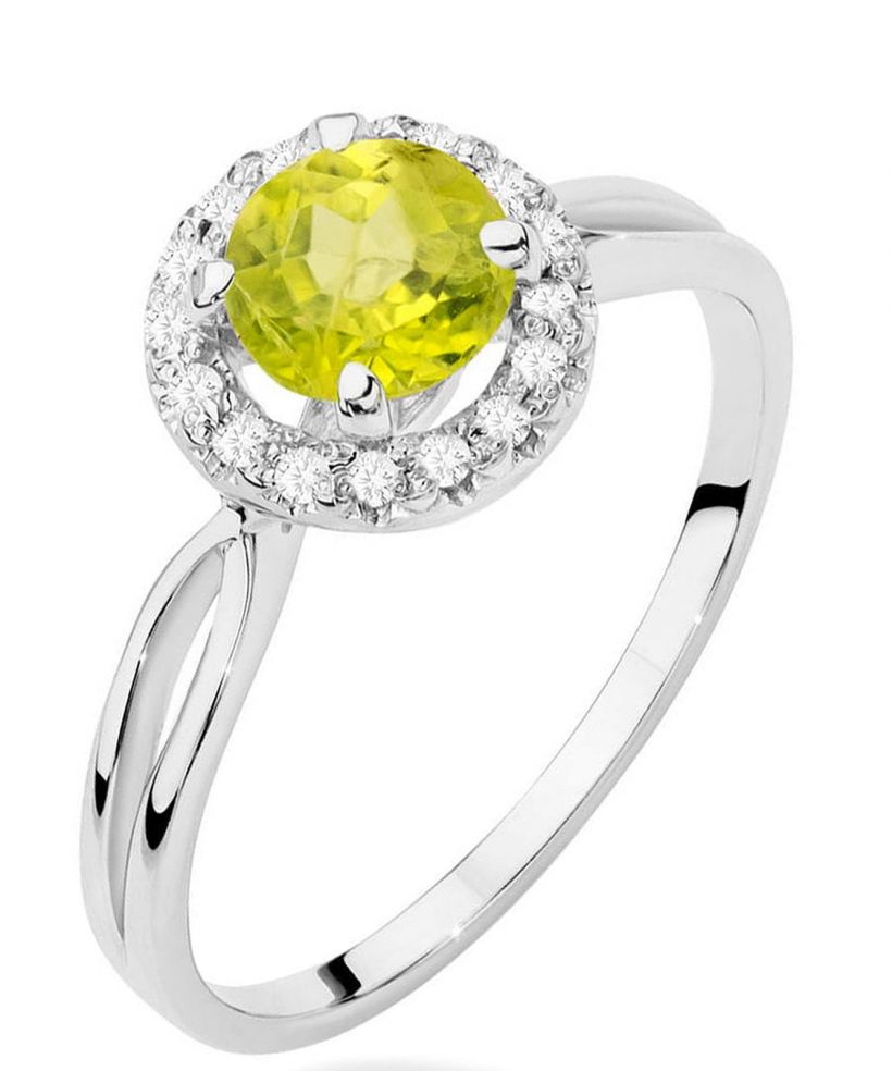 Inel Bonore - Aur Alb 585 - Olivină 0,9 ct